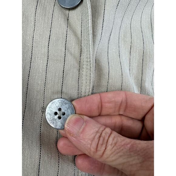 Grunge Chicos Cotton Cinched Waist Blazer Pinstripe Women Size 0 Neutral Preppy - Picture 5 of 8